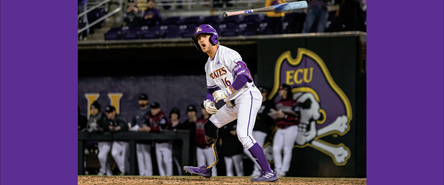 Photo of professional Pirates baseball player competing with prosthetic leg