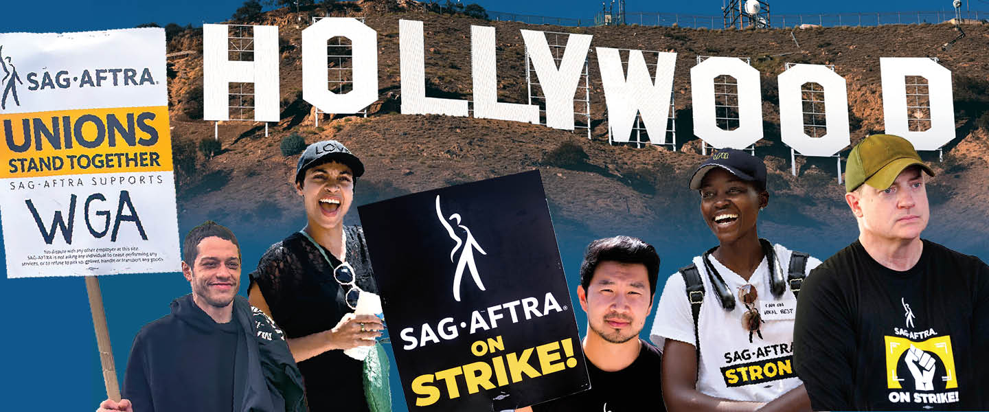 Image of famous actors participating in the Hollywood Writer&apos;s Strike